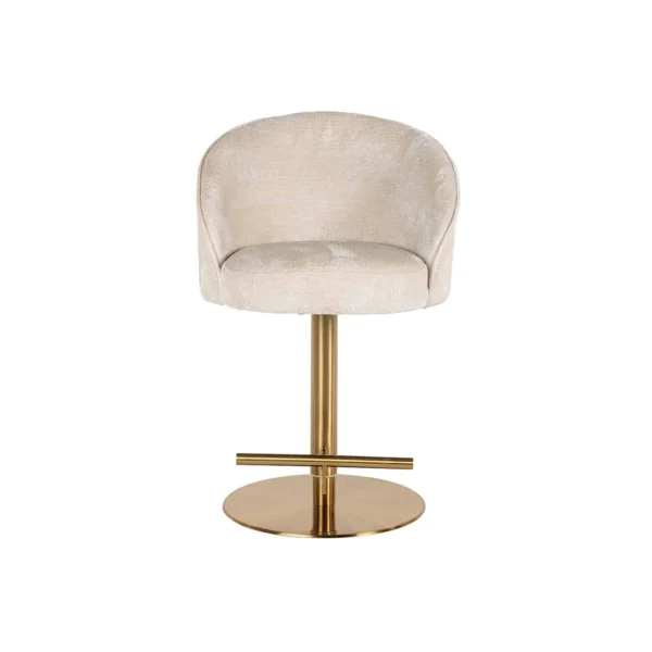 Scaun de bar rotativ ajustabil alb ivoire din chenille New York - imagine 2