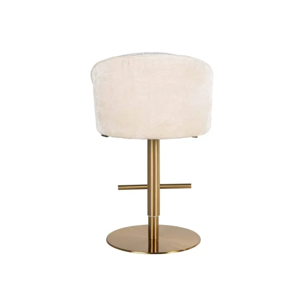 Scaun de bar rotativ ajustabil alb ivoire din chenille New York - imagine 4
