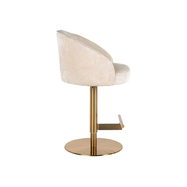 Scaun de bar rotativ ajustabil alb ivoire din chenille New York - imagine 3