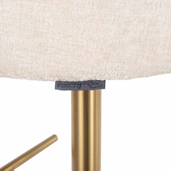 Scaun de bar rotativ ajustabil alb ivoire din chenille New York - imagine 6