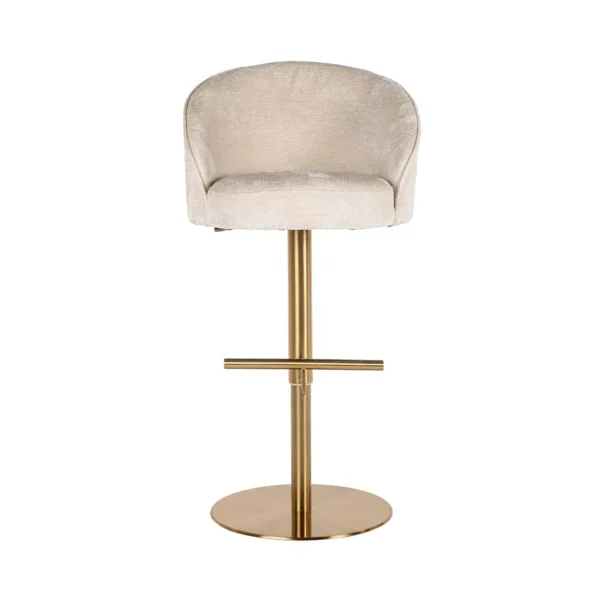 Scaun de bar rotativ ajustabil alb ivoire din chenille New York - imagine 5