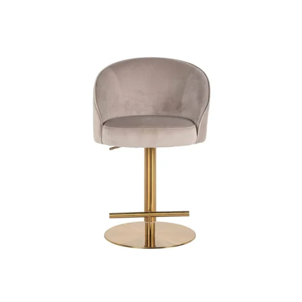 Scaun de bar rotativ ajustabil bej kaki din catifea New York - imagine 3