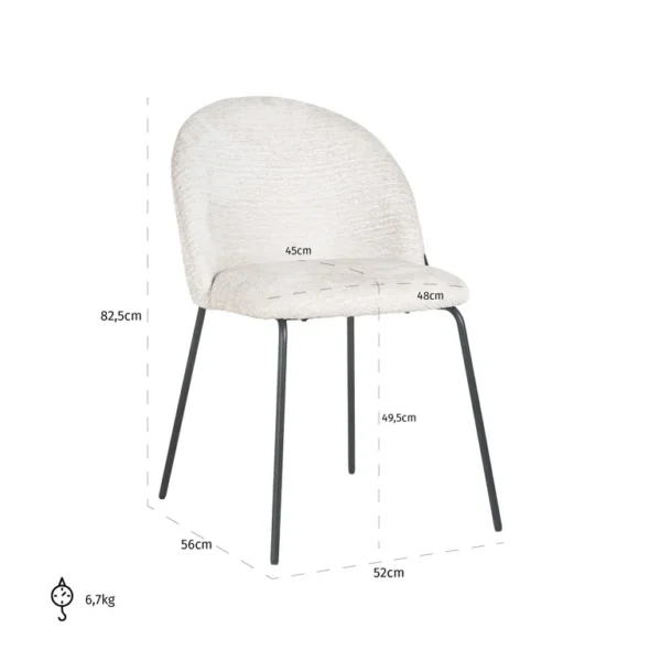Scaun dining crem/negru din chenille Devone - imagine 7
