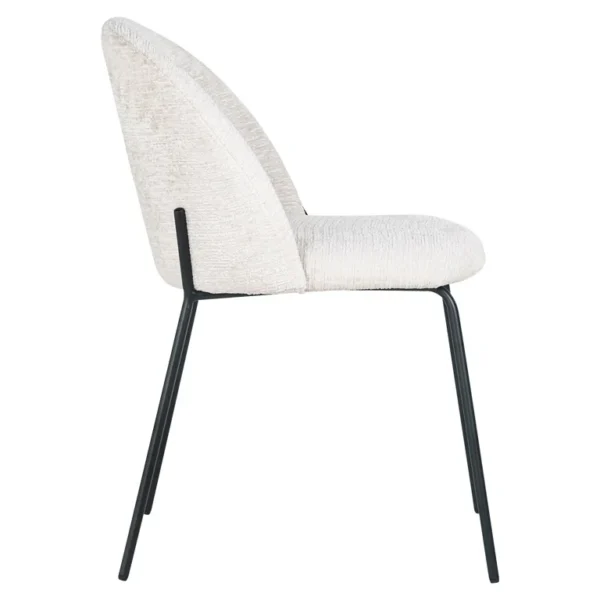 Scaun dining crem/negru din chenille Devone - imagine 4