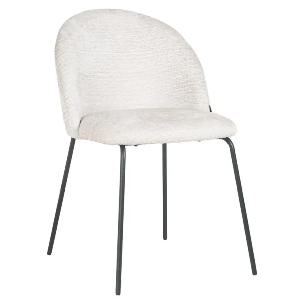 Scaun dining crem/negru din chenille Devone - imagine 2