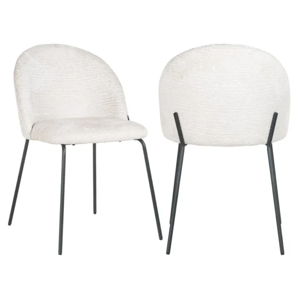 Scaun dining crem/negru din chenille Devone