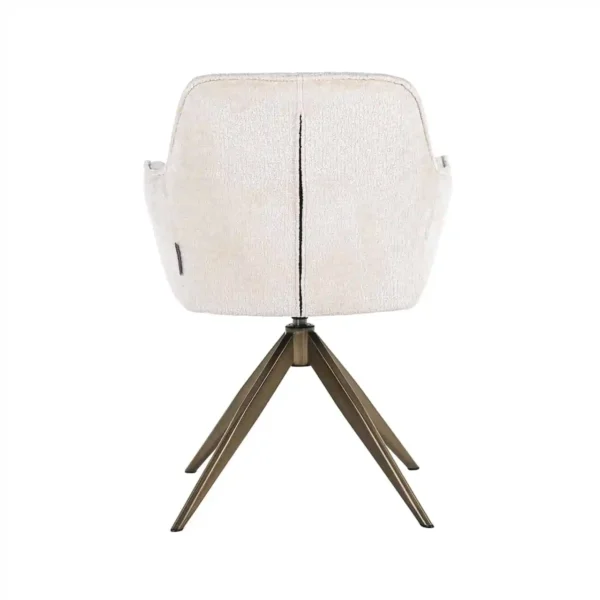 Scaun dining rotativ alb din catifea chenille Hermes - imagine 5