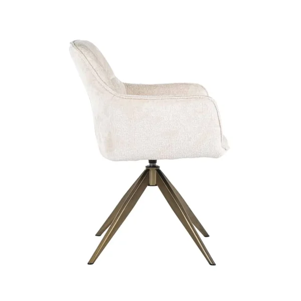 Scaun dining rotativ alb din catifea chenille Hermes - imagine 4