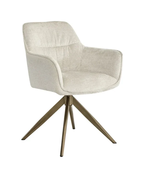Scaun dining rotativ alb din catifea chenille Hermes - imagine 3