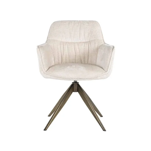 Scaun dining rotativ alb din catifea chenille Hermes