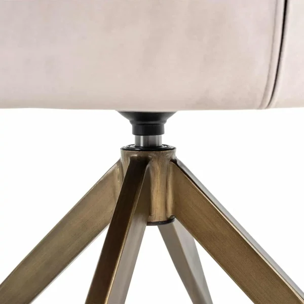 Scaun dining rotativ bej kaki din catifea Hermes - imagine 6
