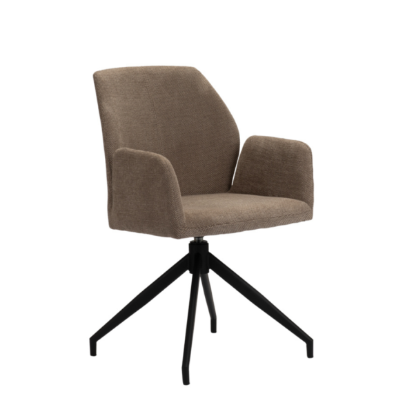 Scaun dining rotativ din tesatura maro Storm