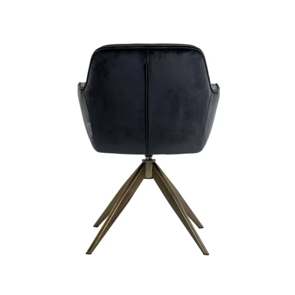 Scaun dining rotativ negru antracit din catifea Hermes - imagine 3