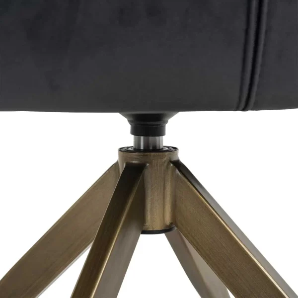 Scaun dining rotativ negru antracit din catifea Hermes - imagine 4
