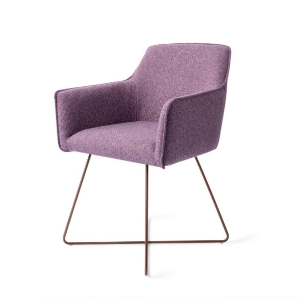 Set 2 scaune dining din tesatura mov/roze Hofu - imagine 3