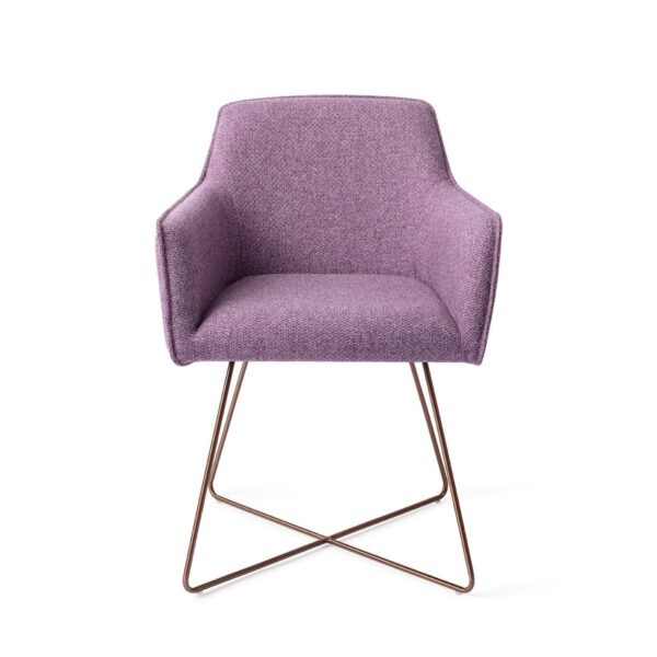 Set 2 scaune dining din tesatura mov/roze Hofu