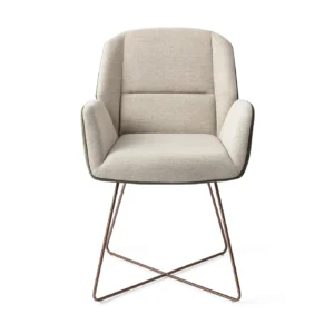 Set 2 scaune dining din tesatura verde bej/roze Myoko