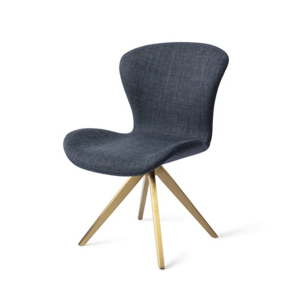 Set 2 scaune dining rotative din tesatura bleumarin/auriu Moji - imagine 2