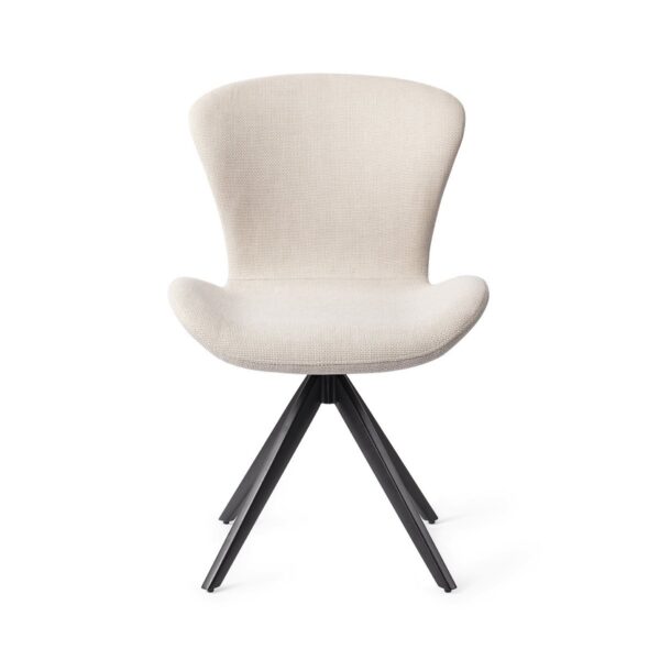 Set 2 scaune dining rotative din tesatura alb ivoire/negru Moji