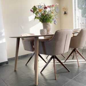 Set 2 scaune dining rotative din tesatura bej/roze Hofu