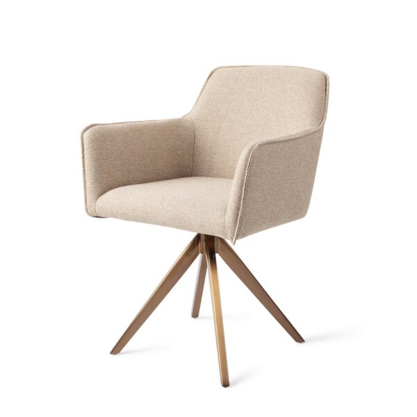 Set 2 scaune dining rotative din tesatura bej/roze Hofu - imagine 3
