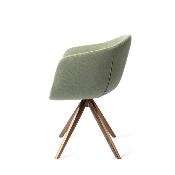 Set 2 scaune dining rotative din tesatura verde/roze Yuni - imagine 3