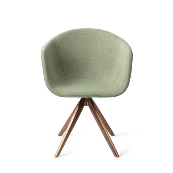 Set 2 scaune dining rotative din tesatura verde/roze Yuni