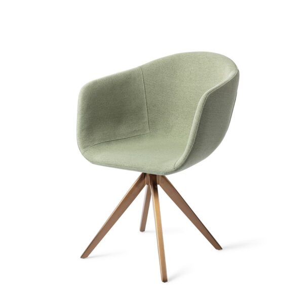 Set 2 scaune dining rotative din tesatura verde/roze Yuni - imagine 2