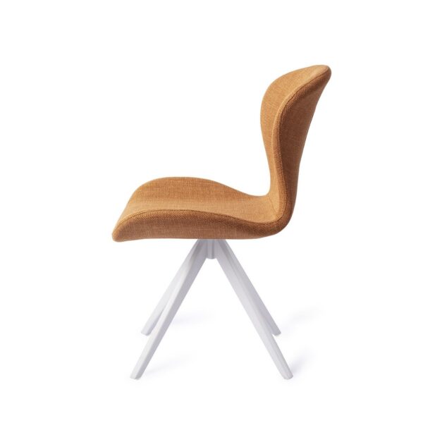 Set 2 scaune dining rotative din tesatura galben portocaliu /alb Moji - imagine 3