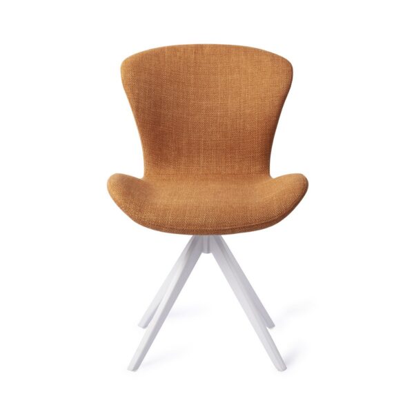 Set 2 scaune dining rotative din tesatura galben portocaliu /alb Moji