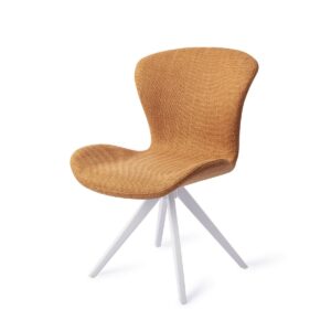 Set 2 scaune dining rotative din tesatura galben portocaliu /alb Moji