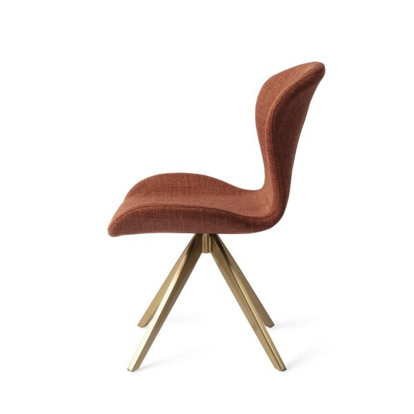 Set 2 scaune dining rotative din tesatura caramiziu/auriu Moji - imagine 3