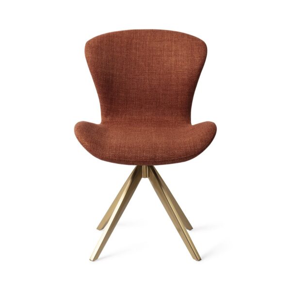 Set 2 scaune dining rotative din tesatura caramiziu/auriu Moji