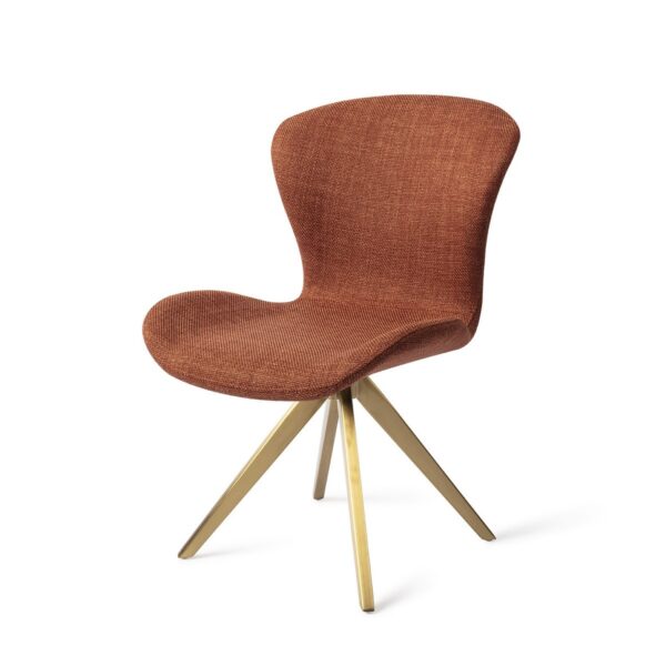 Set 2 scaune dining rotative din tesatura caramiziu/auriu Moji - imagine 2