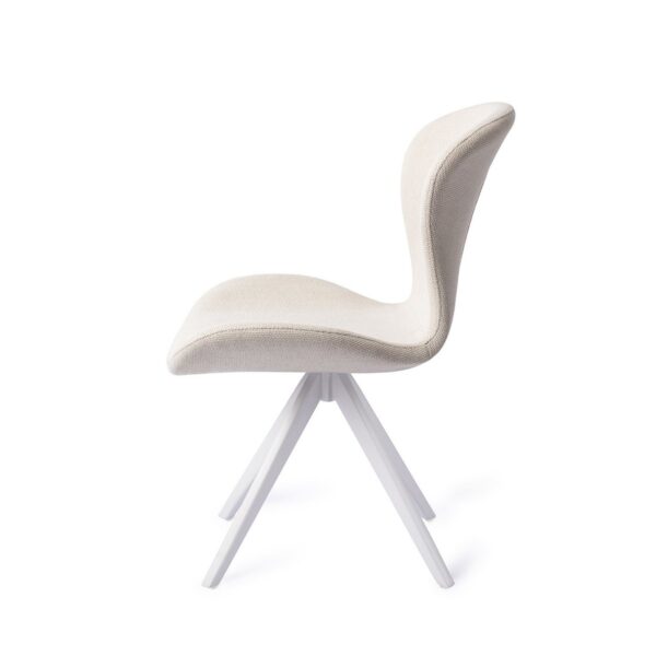 Set 2 scaune dining rotative din tesatura alb ivoire/alb Moji - imagine 3
