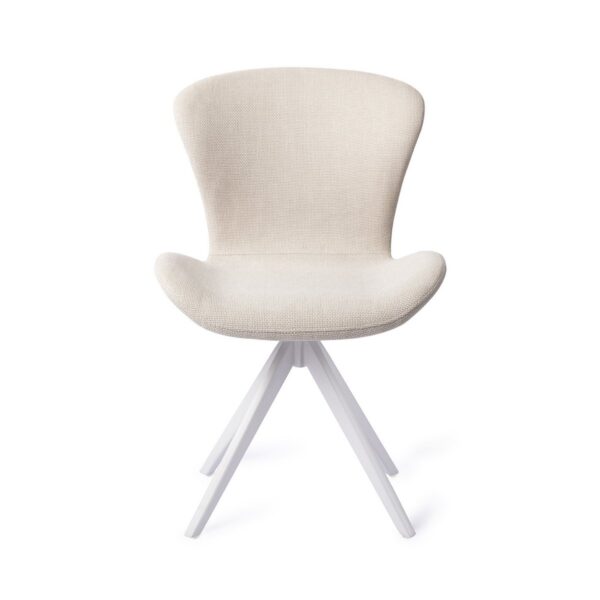 Set 2 scaune dining rotative din tesatura alb ivoire/alb Moji