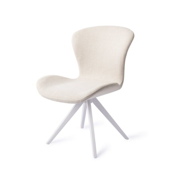 Set 2 scaune dining rotative din tesatura alb ivoire/alb Moji - imagine 2