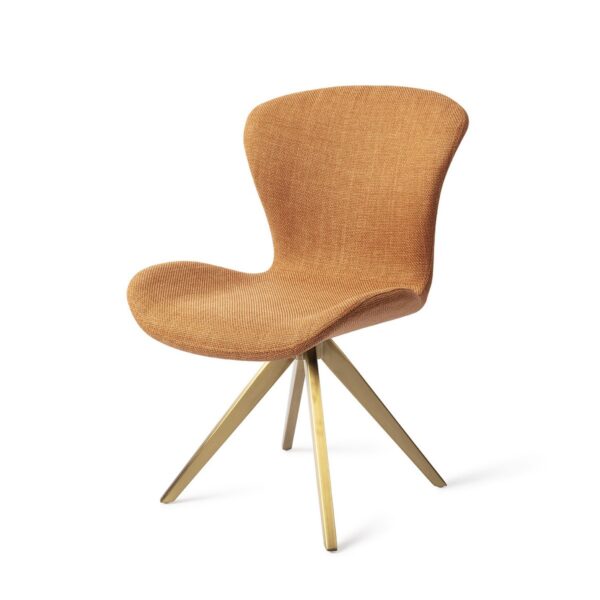 Set 2 scaune dining rotative din tesatura galben portocaliu/auriu Moji - imagine 2