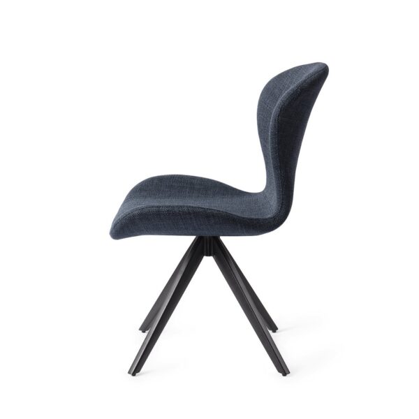 Set 2 scaune dining rotative din tesatura bleumarin/negru Moji - imagine 3