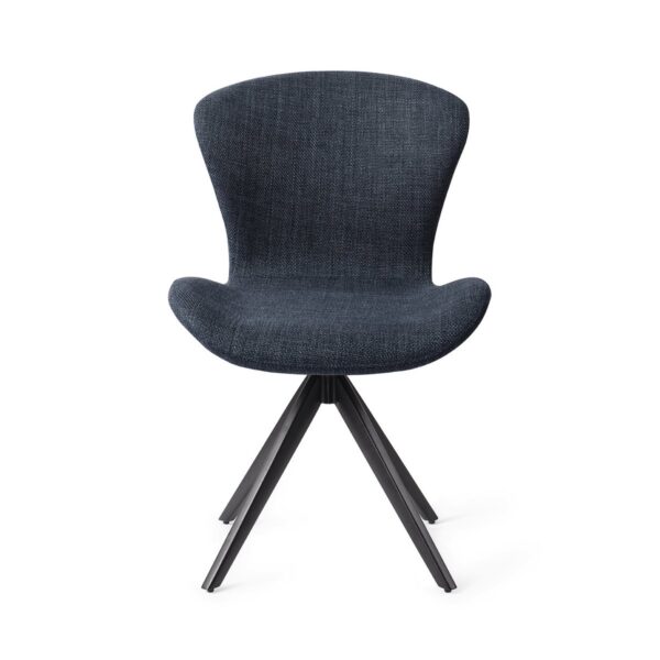 Set 2 scaune dining rotative din tesatura bleumarin/negru Moji