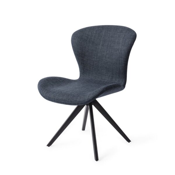 Set 2 scaune dining rotative din tesatura bleumarin/negru Moji - imagine 2