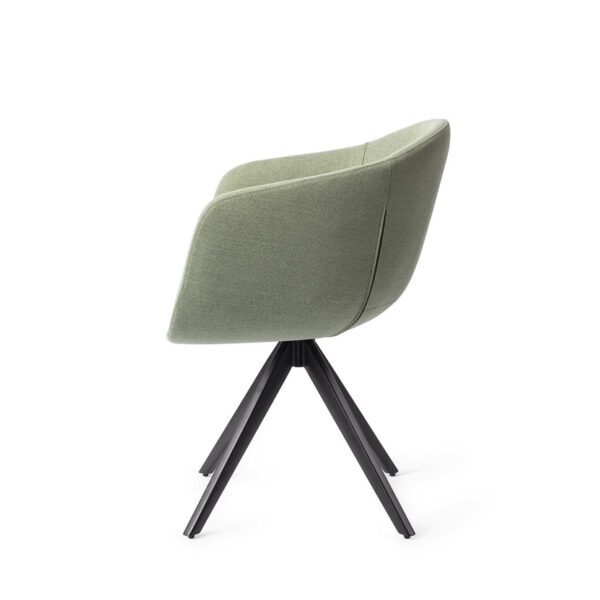 Set 2 scaune dining rotative din tesatura verde/negru Yuni - imagine 3