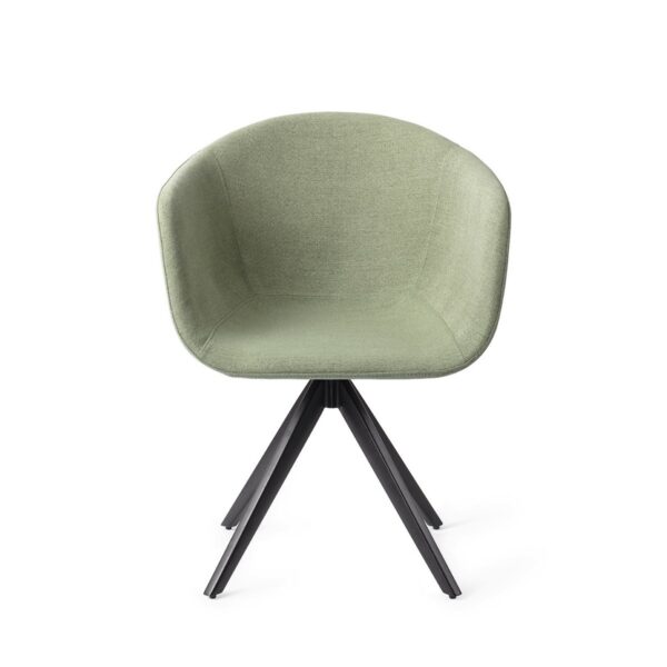 Set 2 scaune dining rotative din tesatura verde/negru Yuni
