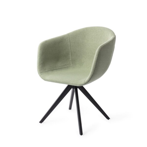 Set 2 scaune dining rotative din tesatura verde/negru Yuni - imagine 2