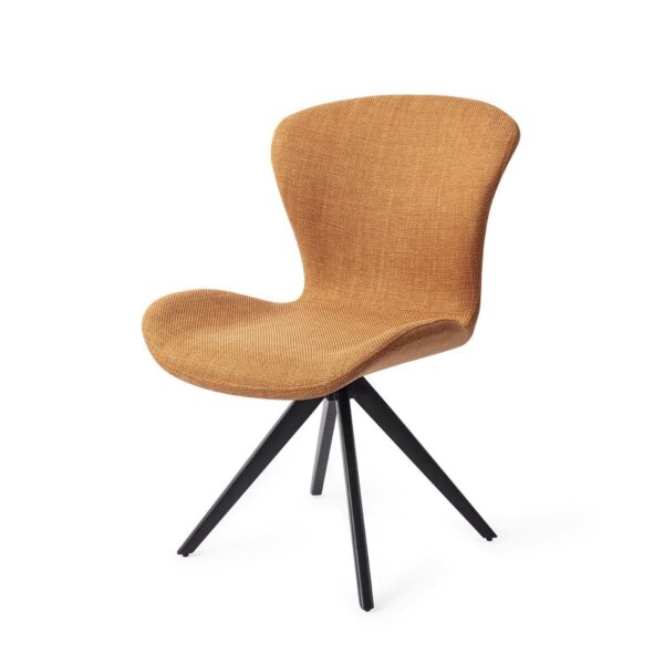 Set 2 scaune dining rotative din tesatura galben portocaliu/negru Moji - imagine 2