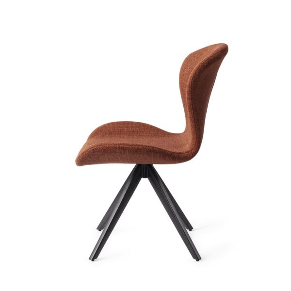 Set 2 scaune dining rotative din tesatura caramiziu/negru Moji - imagine 3