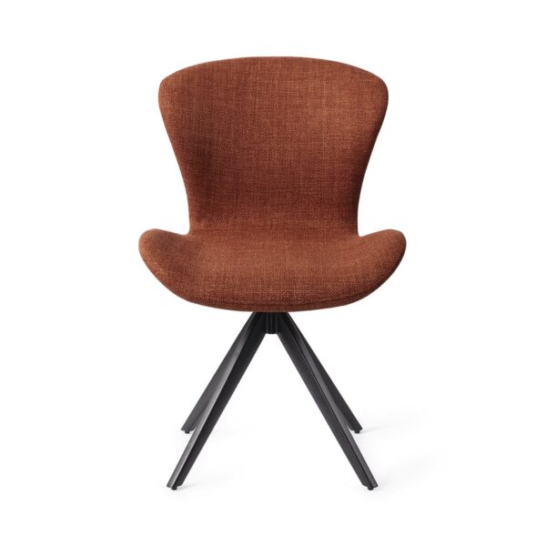 Set 2 scaune dining rotative din tesatura caramiziu/negru Moji