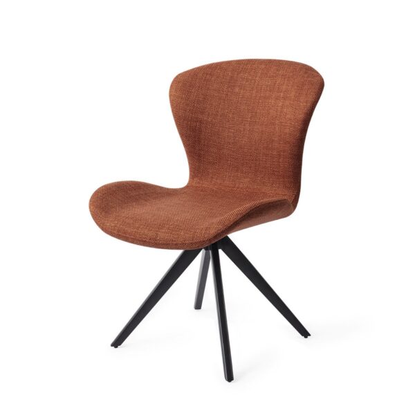 Set 2 scaune dining rotative din tesatura caramiziu/negru Moji - imagine 2