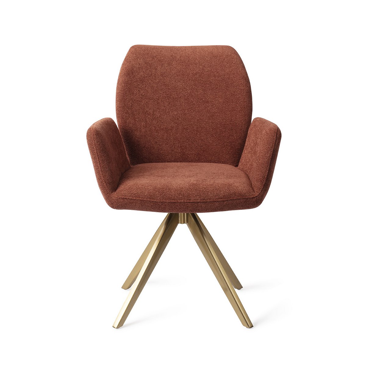 Set 2 scaune dining rotative din tesatura caramiziu/auriu Misaki