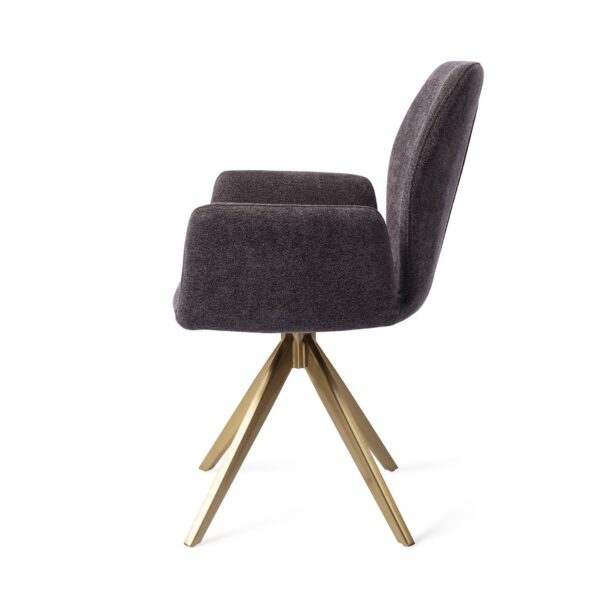 Set 2 scaune dining rotative din tesatura gri inchis/auriu Misaki - imagine 3